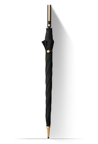 Auto Open 8 ribs fiberglass straight umbrella with stylish handle Black Gold